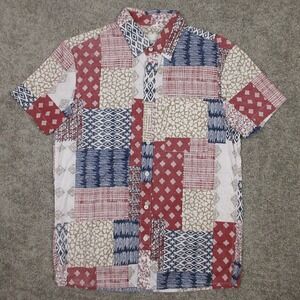 American Eagle Shirt Mens Small Multicolor Patchwork Geometric Flex Abstract